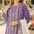 Purple cambric cotton semi stitched suit with embroidery & khatli work