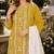 Yellow cambric cotton semi stitched suit with embroidery & khatli work