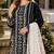 Black cambric cotton semi stitched suit with embroidery & khatli work