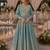Blue chinon free size stitched anarkali suits with embroidery & sequence work