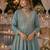 Blue chinon free size stitched anarkali suits with embroidery & sequence work