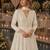 White chinon free size stitched anarkali suits with embroidery & sequence work