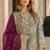 Green chiffon semi stitched suit with embroidery & sequence work