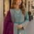 Blue chiffon semi stitched suit with embroidery & sequence work