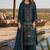 Teal silk semi stitched suit with embroidered & sequence work