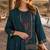 Teal silk semi stitched suit with embroidered & sequence work