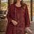 Maroon silk semi stitched suit with embroidered & sequence work