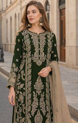 Black chinon suit with embroidery sequin work 2
