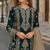Teal blue chinon semi stitched suit with embroidery sequence work