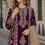 Purple chinon semi stitched suit with embroidery sequence work