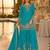 Blue chinon semi stitched suit with embroidery & beats work