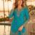 Blue chinon semi stitched suit with embroidery & beats work