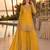 Yellow chinon semi stitched suit with embroidery & beats work