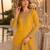 Yellow chinon semi stitched suit with embroidery & beats work