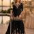 Black chinon semi stitched suit with embroidery & beats work