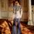 Prussian navy blue embroidered organza sharara set