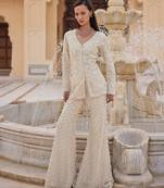 Ivory embroidered organza sharara set