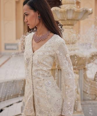 Ivory embroidered organza sharara set 2