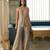 Antique gold embroidered organza jacket flared pant set