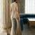 Antique gold embroidered organza jacket flared pant set