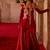 Crimson red embroidered cupro silk peplum jacket set