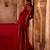 Crimson red embroidered cupro silk peplum jacket set