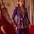 Royal purple embroidered cupro silk jacket palazzo set