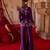 Royal purple embroidered cupro silk jacket palazzo set