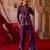 Royal purple embroidered cupro silk jacket palazzo set