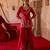 Crimson red embroidered cupro silk sharara set