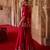 Crimson red embroidered cupro silk sharara set