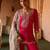 Fuchsia pink embroidered cupro silk sharara set