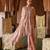 Pastel peach embroidered tissue cape skirt set