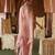 Pastel peach embroidered tissue cape skirt set