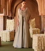 Mint green embroidered kanjivaram tissue tunic cape set
