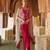 Fuchsia pink embroidered cupro silk waistcoat skirt set