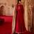 Crimson red embroidered cupro silk anarkali set
