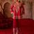 Crimson red embroidered cupro silk farsi kurta set