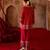Crimson red embroidered cupro silk farsi kurta set