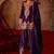 Royal purple embroidered cupro silk farsi kurta set