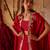Crimson red embroidered cupro silk cape palazzo set