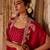 Crimson red embroidered cupro silk cape palazzo set