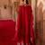 Crimson red embroidered cupro silk cape palazzo set