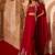 Crimson red embroidered cupro silk cape palazzo set