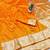 Orange zari woven banarasi silk traditional saree with blouse piece