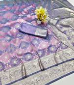 Purple zari woven silk traditional saree with blouse piece