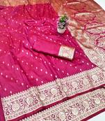 Rani zari woven banarasi silk traditional saree with blouse piece