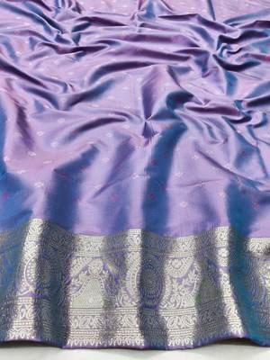 Purple zari woven silk traditional saree with blouse piece 4