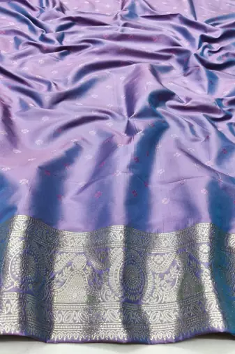 Purple zari woven silk traditional saree with blouse piece