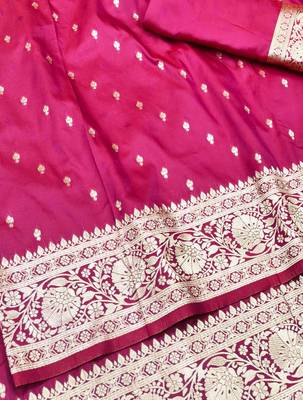 Rani zari woven silk traditional saree with blouse piece 3
